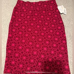 LuLaRoe New Small Burgundy & Pink Swirl Cassie Skirt NWT